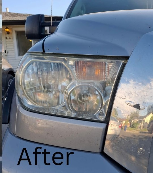 After: Silver truck headlight